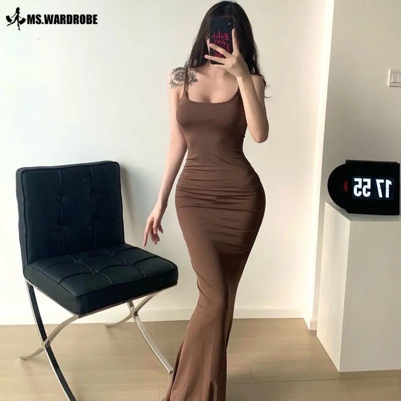 Ready Stock Sexy Sleeveless Backless Mermaid Dress Women Summer Birthday Party Club Long Bodycon Sundress Outfits