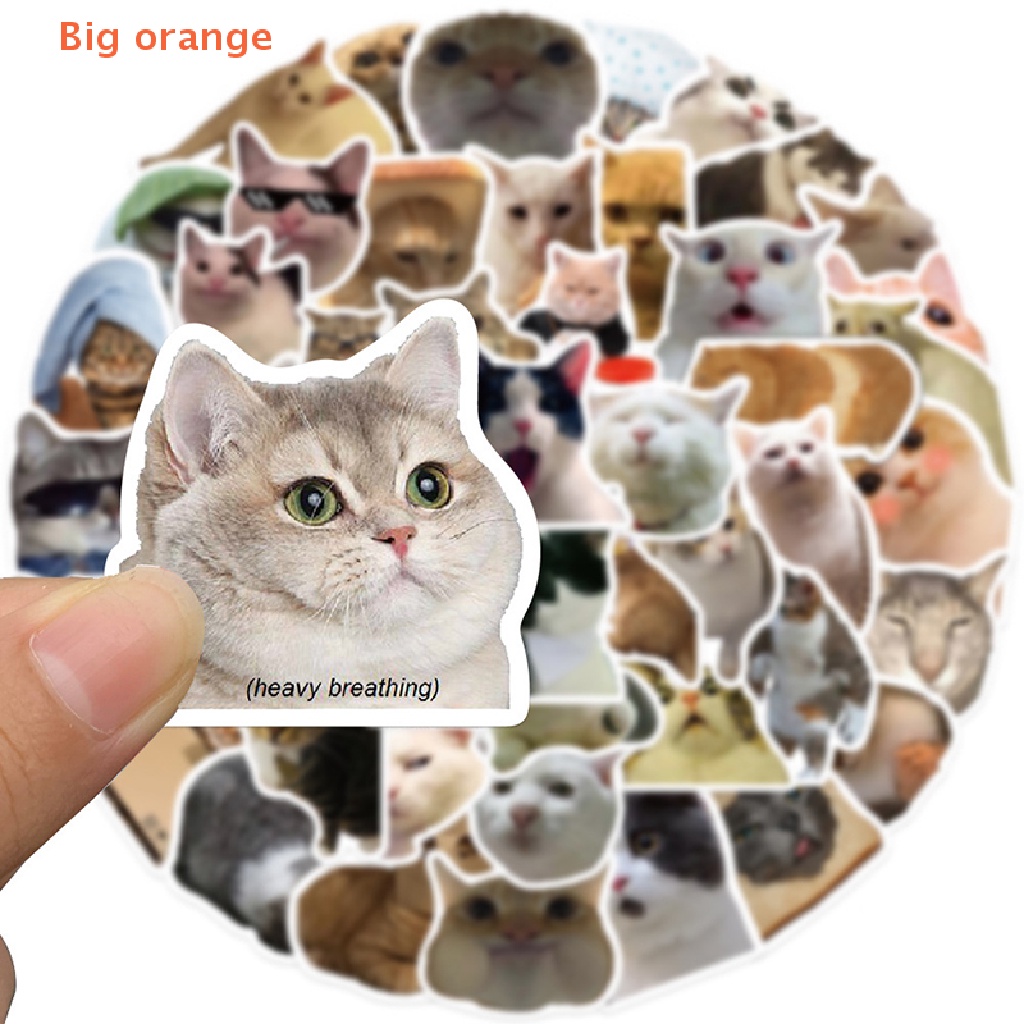 [Big orange] 50pcs Cat MEME Animals Stickers Toy Graffiti Decals for Kids Notebook Laptop