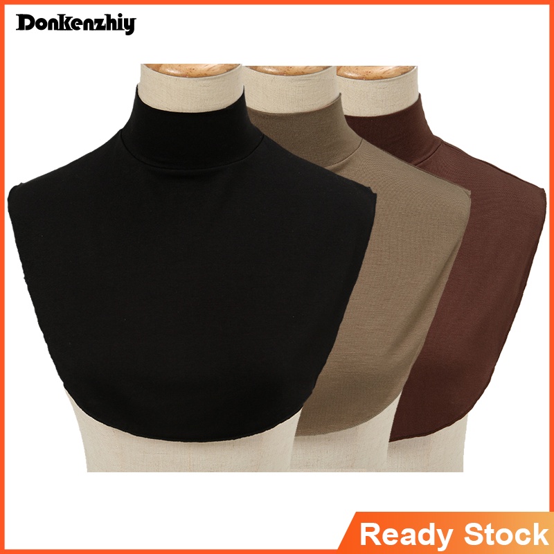 Women's Turtleneck Cover Scarf Fake High neck Muslim Fashion Soft Elastic Solid Color Modal Loop Scarf Fake Collar