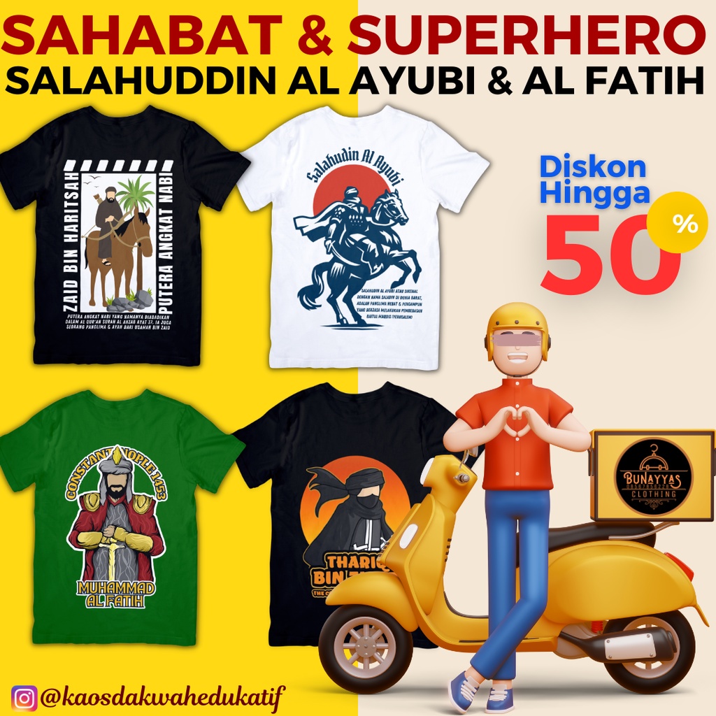 NABI Islamic Children's Da'Wah T-Shirt T-Shirt Khulafaur Rasyidin Abu Bakar Umar Uthman Ali T-Shirt Of The Prophet's Companions Zaid Bin Haritsah Usamah Bin Zaid Thariq Bin Ziyad Salman Al Farisi Bilal Bin Rabbah Salahuddin Al Ayubi Muhammad Al Fatih Hamz