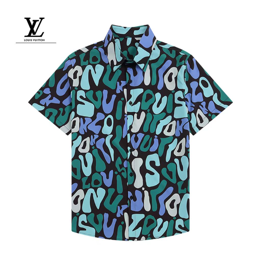 L&-V& fashion trend full print daily wear with summer casual short sleeve shirt