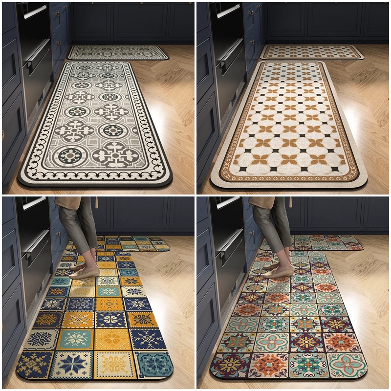 【MY STOCK&24H Delivery】【MY STOCK&24H Delivery】Karpet American Vintage Country Style Floor Mat Anti-Slip Kitchen Carpet Living Room Bathroom Rugs Home Decor