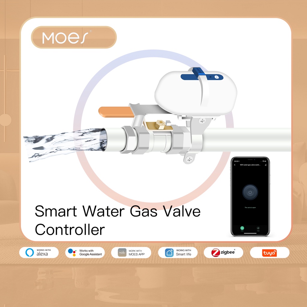 Tuya Smart WiFi ZigBee Water Gas Pipeline Auto Shut Off Valve Controller Smart Life App Remote Control Alexa Google Home