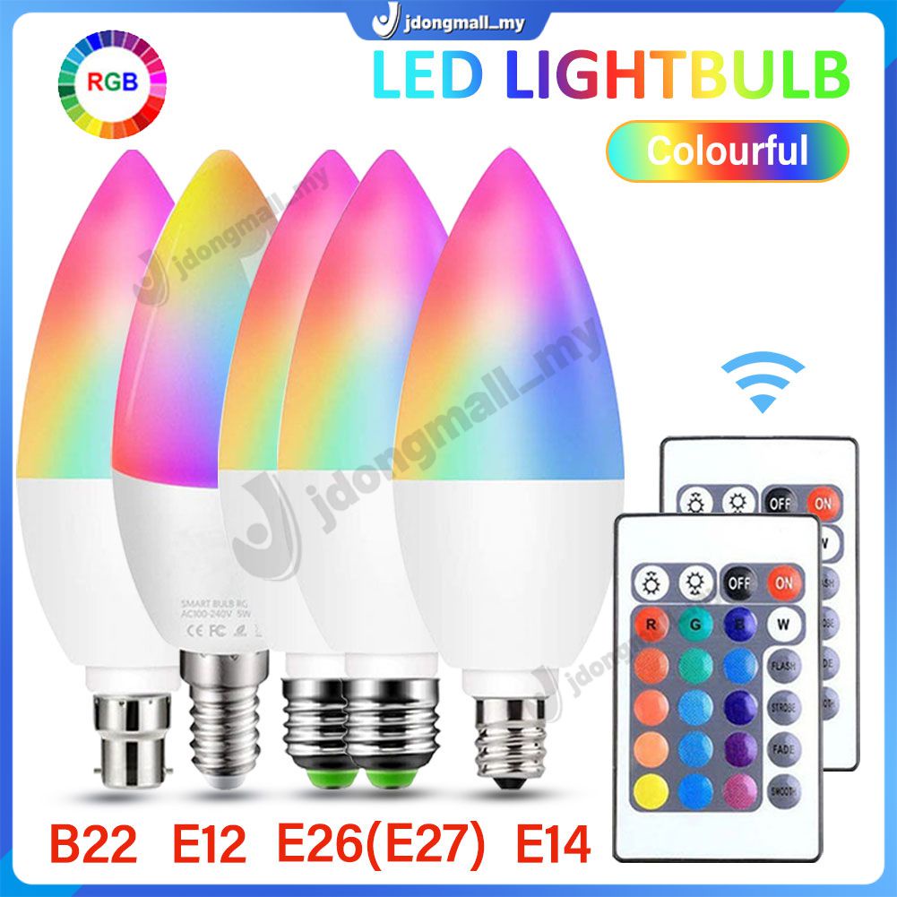 Candle E14/e122/b22 Led Bulb Smart Indoor Neon Sign Rgb Light Bulbs Remote Dimmable Tape Lamp Home Lighting MY1