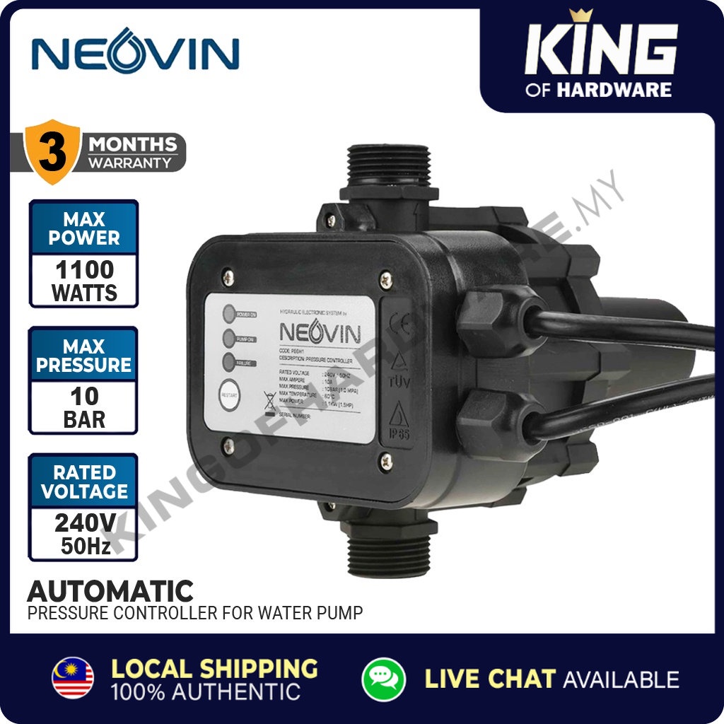 Neovin 1100W (1.5HP) Water Pump Pressure Controller | Automatic Pump Control | P86H1 | Pam Air Sensor For Booster Pump