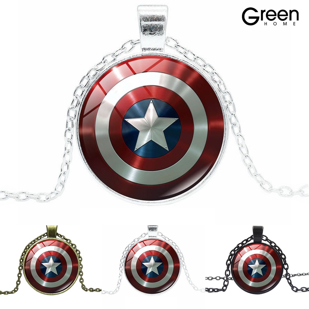 [Exquisite Jewelry House] Big Data wish And Sale: Movie Merchandise Marvel Heroes Captain America Five-Pointed Star Shield Time Gem Pendant Necklace