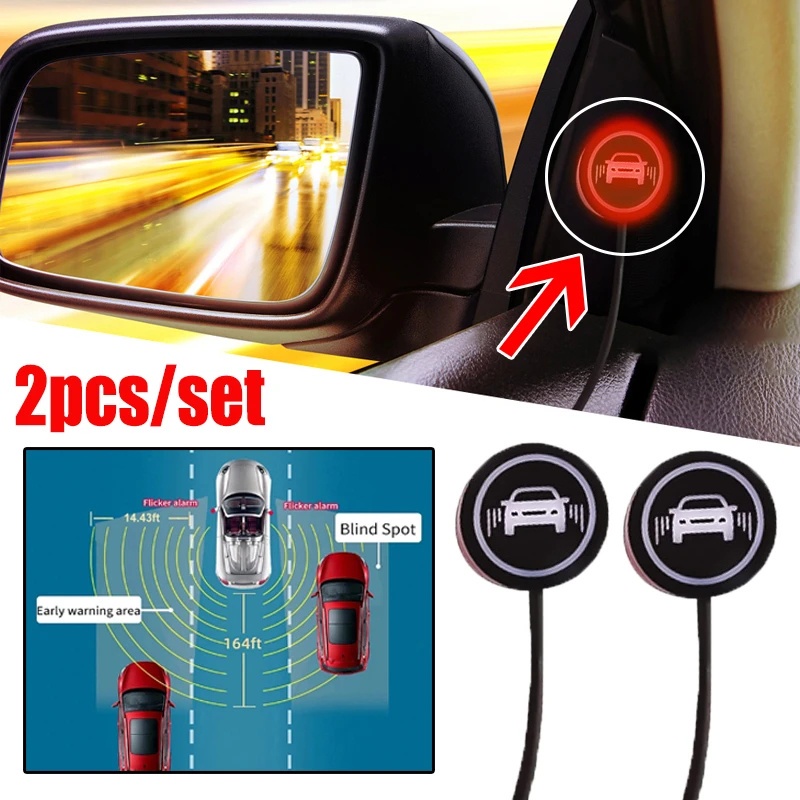 2Pcs Driving Assistance Reversing Signal Indicator Lamp Universal Practical Safety Driving Buzzer Annunciator BSD Warning Light Car Blind Spot Radar Detection Monitoring System