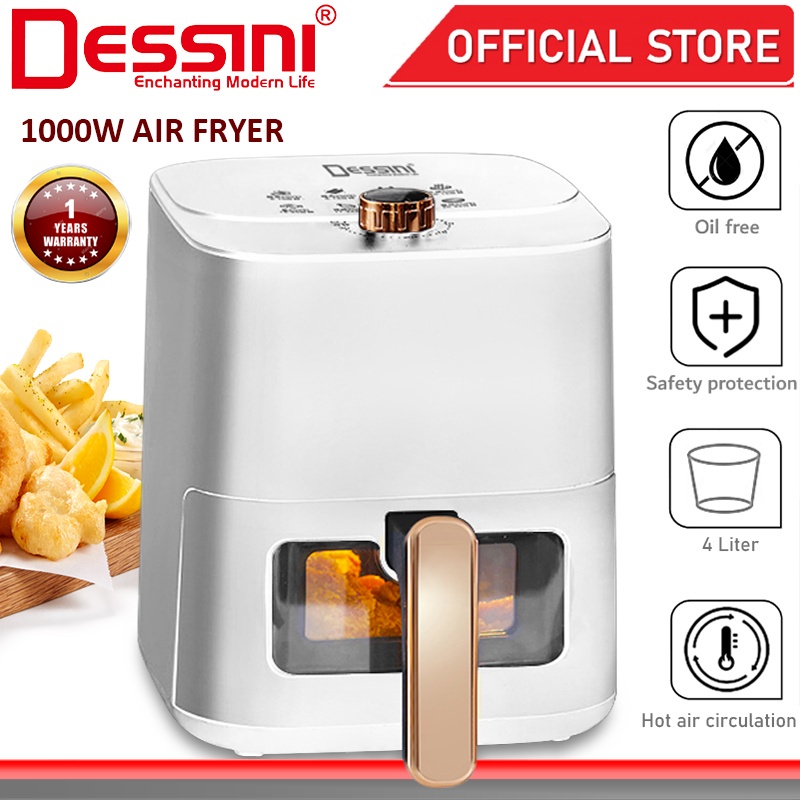 DESSINI ITALY AF-45 Electric Oven Convection Air Fryer Toaster Timer Oil Free Roaster Breakfast Machine Ketuhar (4L)