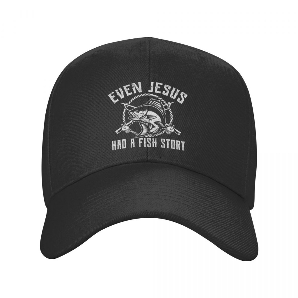 [Dalam stok] fesyen walaupun yesus mempunyai cerita ikan Baseball Cap lelaki wanita laras Funny Fishing Dad Hat topi Snapback luar