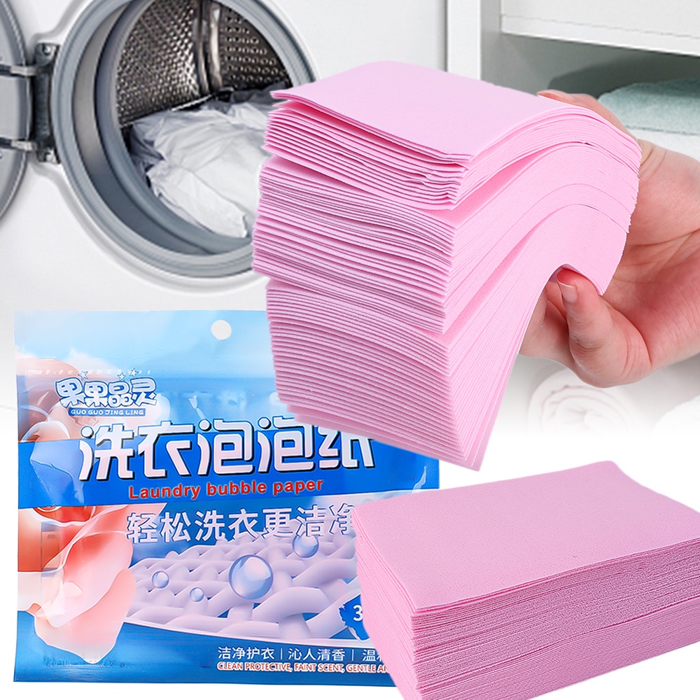 30Pcs Pack Washing Machine Clothing Remain Fragrant Laundry Tablets Household Stain Remover Laundry Tablets Concentrated Underwear Decontamination Detergent Sheet Pink