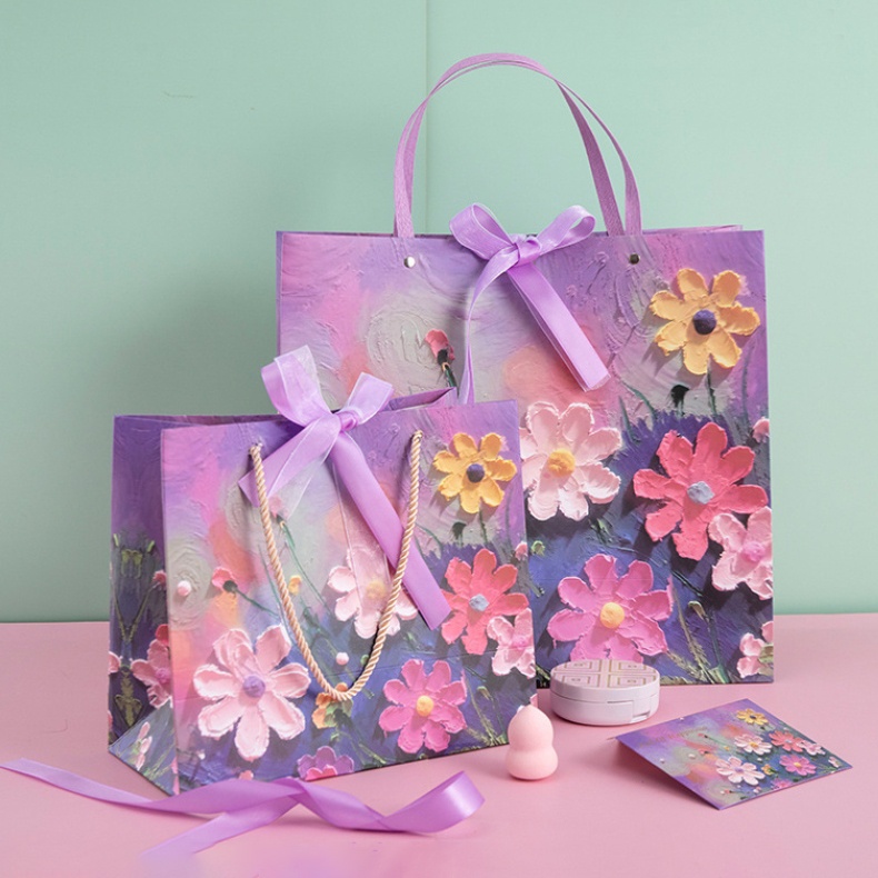 3D Oil Painting Paper Bags Packaging Send Gifts for Mother's Day