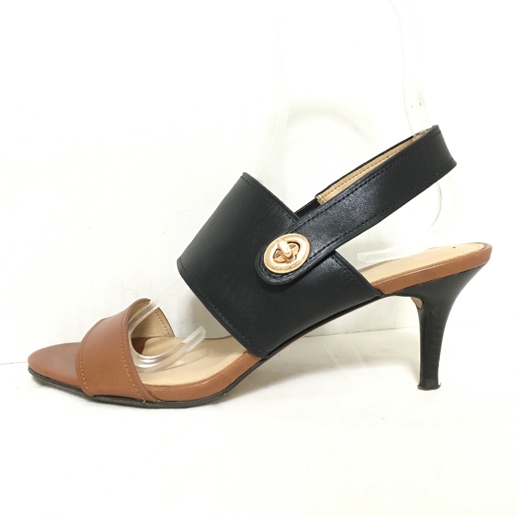 Secondhand COACH Sandals Brown leather black | Shopee Malaysia