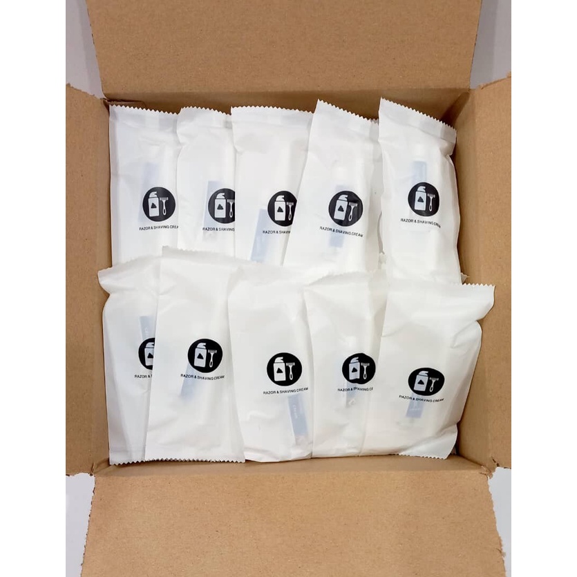 【50sets/Box】Disposable Hotel Homestay Travel 2 in 1 Razor & Shaving Cream Set