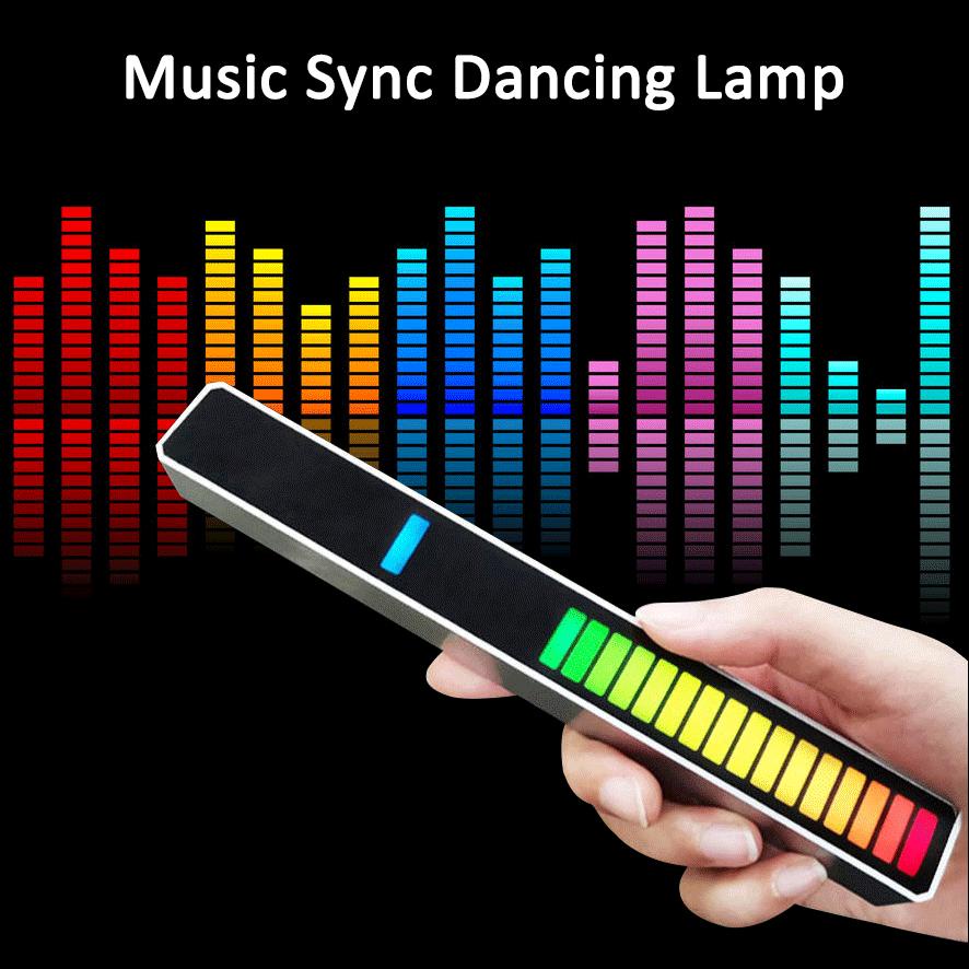 Music Sync Led Lights, RGB Rechargeable Sound Control Pickup Rhythm Lamp, Voice-Activated Atmosphere Rgb Light Bar, Creative Colorful LED Ambient Light, with 8 Modes Music Sync 32B