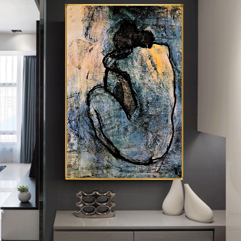 Pablo Picasso Famous Painting Blue Nude Woman Canvas Painting Poster and Prints Wall Art Pictures for Living Room Decor