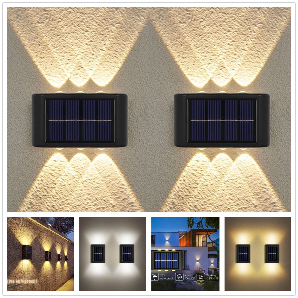 16 LED solar light outdoor waterproof light upper and lower lighting wall light automatic switch wall light garden wall garage railing light