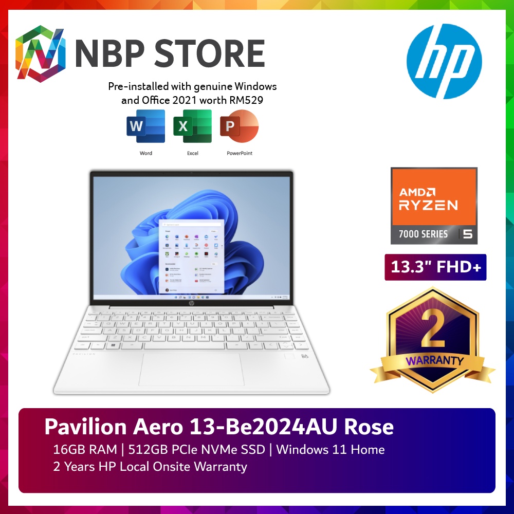 HP Pavilion Aero 13Be2024AU 13.3" WUXGA Laptop Ceramic White ( Ryzen 5