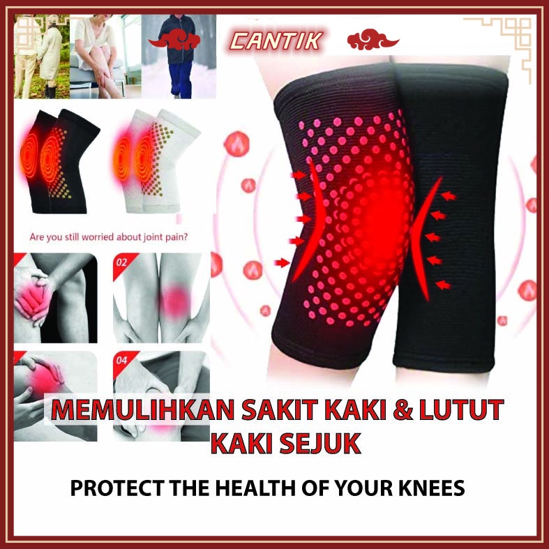 Sarung Lutut Berhaba Herbal Self heat Sakit Kaki sejuk Knee Guard Protector Pad Braces Support Leg Pain Relief 膝盖痛