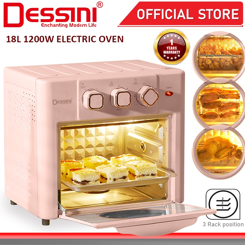 DESSINI ITALY 18L Electric Rotisserie Oven Convection Hot Air Fryer Toaster Timer Oil Free Roaster Machine / Ketuhar