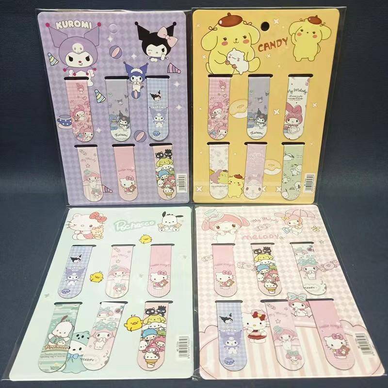 6Pcs Sanrio Cute Bookmark Mymelody Kuromi Cinnamoroll Reading