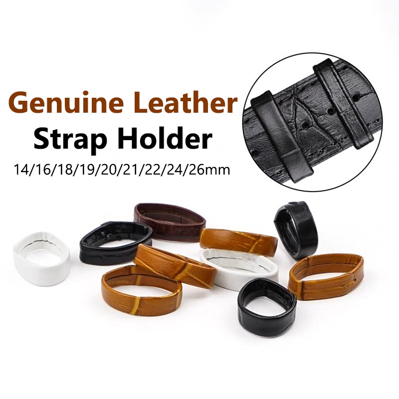 2pcs Genuine Leather Wristband Rings Watch Bracelet Ring Loop Watchband Keeper Loop 16/18/19/20/21/22/24/26mm Loop Security Holder Top Layer Cowhide Soft