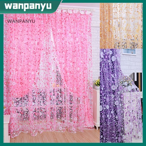 [Raya-2023] Home Window Door Room Decoration Pastoral Sunflower Divider Sheer Voile Curtain