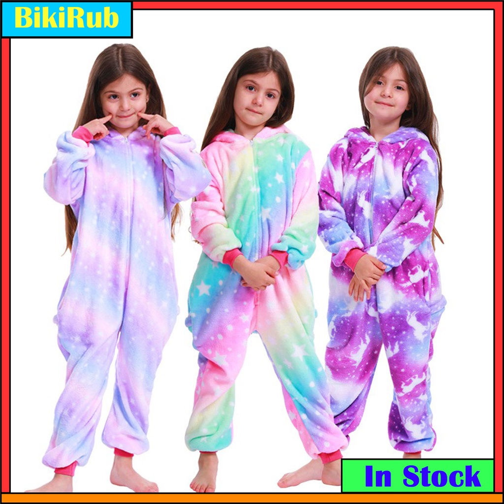 Girls Boys Cartoon Sleepwear Children Unicorn Stitch Panda Onesies Kigurumi Animal Flannel Pajamas Kids Baby Pyjamas Cosplay Costume