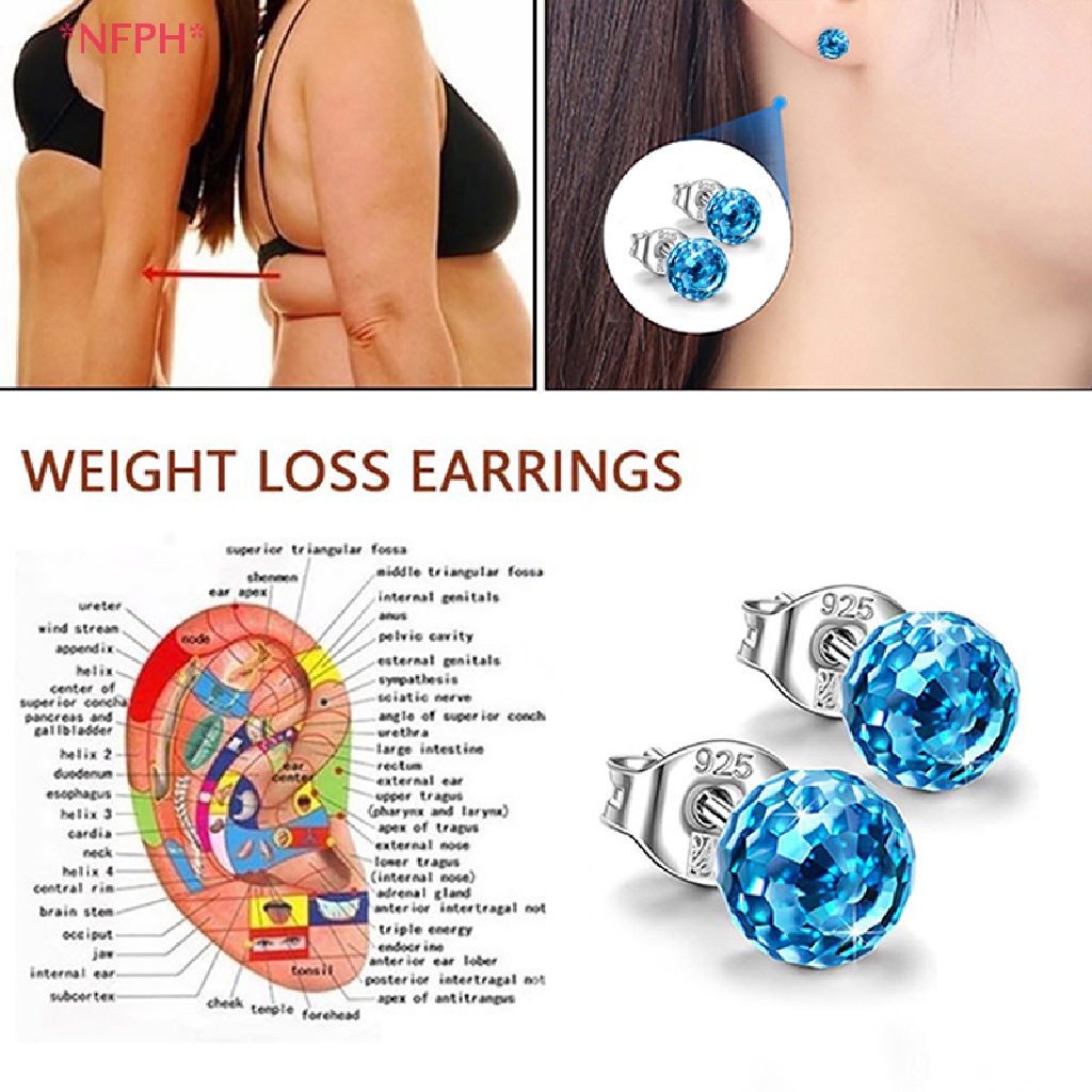 NFPH> 1Pair Magnetic Slimming Earrings Lose Weight Body Relaxation Massage Ear Studs new