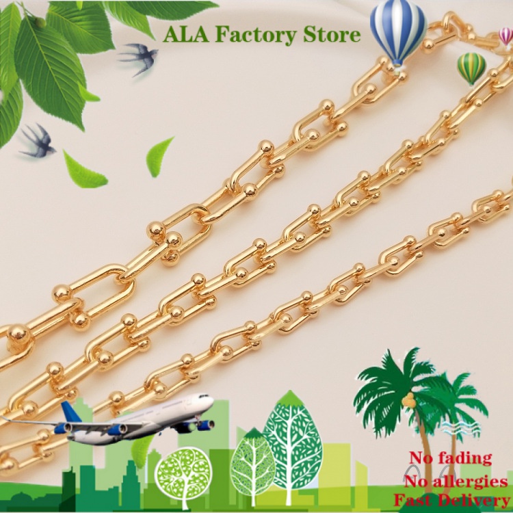 ❤️Jewelry DIY Accessories❤️14K gold-plated color-preserving U-shaped chain European and American style coarse mine chain Handmade DIY bracelet necklace earrings jewelry loose chain[Chain/Necklace Bracelet Accessories]