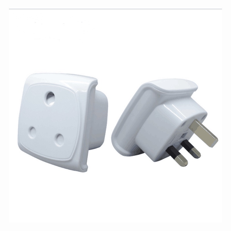 Travel Adapter UK Plug to Large South Africa, India 3 Round Pin Socket 13A 250V white black With child safety door