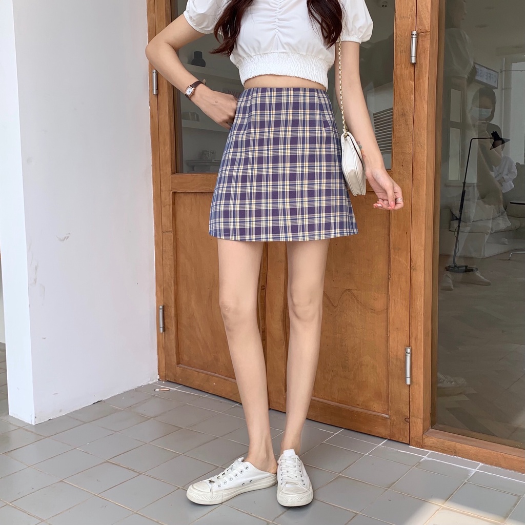 Fashion Summer Checkered Mini Skirt Women Slim Versatile A-line Korean High  Waist Wrapped Hip Short Skirt | Shopee Malaysia