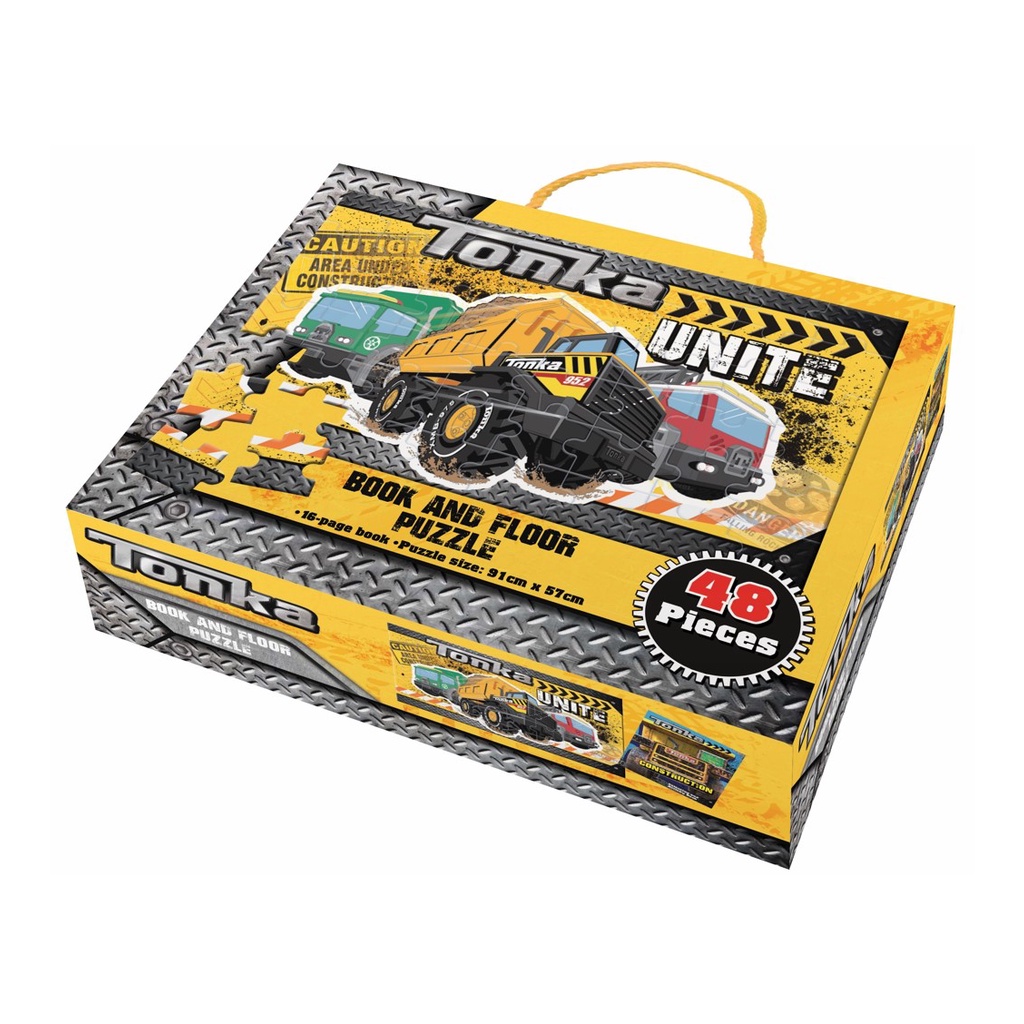 Trucks & Diggers Book & Floor Puzzle Tonka Gift Set To Play & Learn All