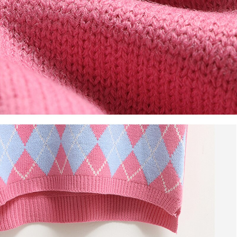 Versatile Must Argyle Fashion Knitted Vest Women Casual Korean Pullover Elasticity Sweater Spring Autumn Sleeveless V... - Image 2