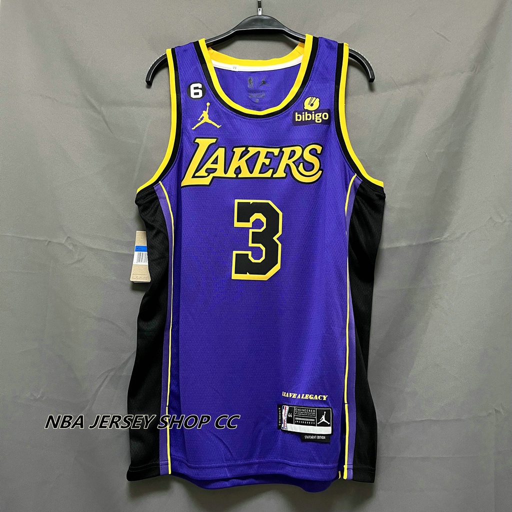 2022-23 Men's New Nba Los Angeles Lakers #3 Anthony Davis Purple Statement Edition Jersey Swingman Heat-pressed