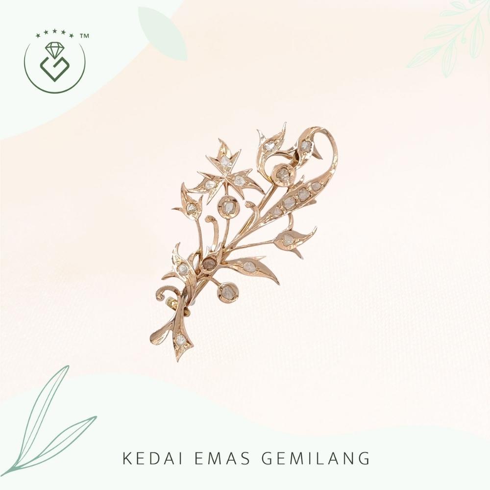 [Kedai Emas Gemilang] 70035 {YS} Antique Peranakan Intan Gold Brooch (2