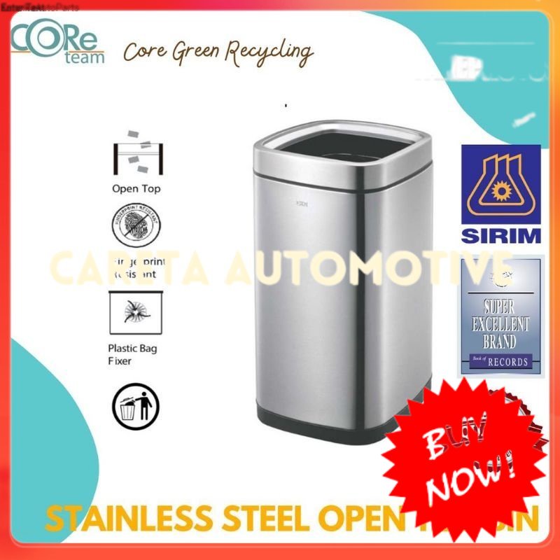 (Ready Stock) Core Green Recycling 6L LAGUNA STAINLESS STEEL OPEN TOP BIN (EK 9088MT)