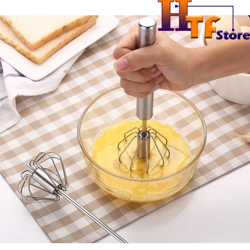 Push Rotation Auto Blender Hand Push Stainless Steel Whisk Mixer Egg Beater Cream Frother Dressings