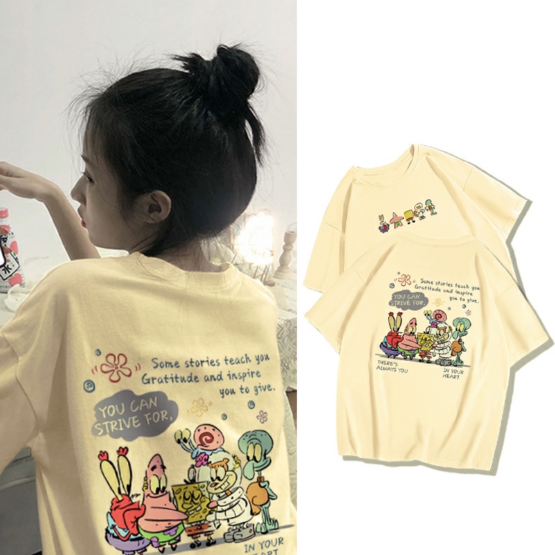 100% Cotton Korean Style Short Sleeve T shirt Printed Unique Graphic Loose Oversized Tees Women