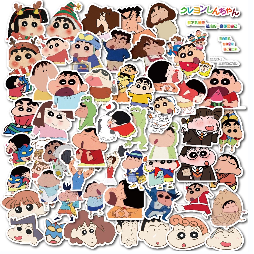 50/100pcs Crayon Shin-chan Sticker Cartoon Stickers DIY Notebook Phone Case Cup Decoration