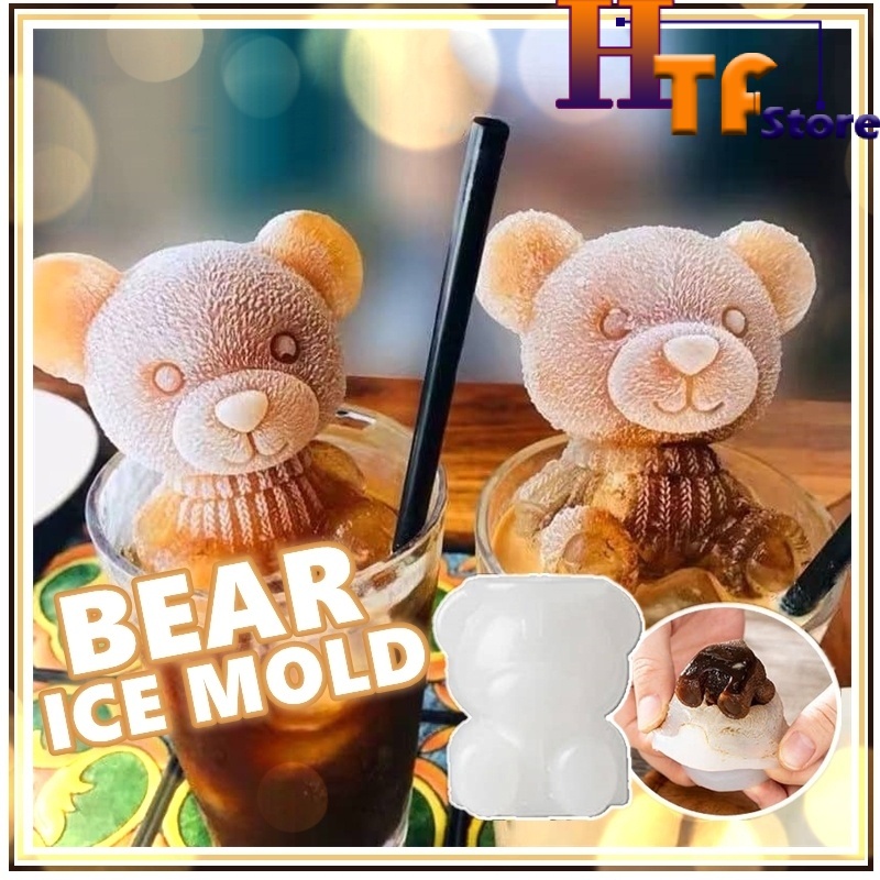 3D Little Bear Shape Silicone Mold Ice Cube Ice Maker Ice Cream Coffee Milk Tea Abrasive Cake Mould Creative DIY Tools