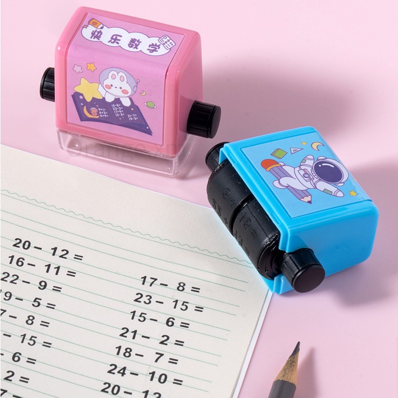 ❤NEW❤DIY New fashion adjustable roller stamp Kids addition and subtraction teaching stamp Kids math tools with ink