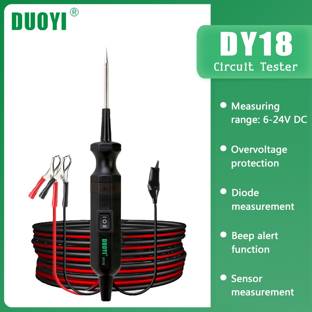 DUOYI DY18 Automotive Electrical Circuit Tester Power Probe 6-24V DC Pen Vehicle Diagnostic Tools Circuit Tester Scanner Device