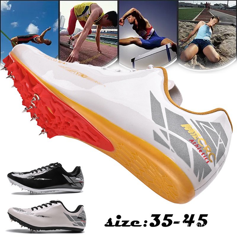 Fly_shoes.my Men Track and Field Speed Shoes Spikes Running Sprint Sneakers Light Weight Soft Professional Athletic Long Jump Sport Shoes ZIPM