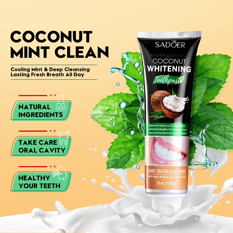 ROREC SADOER Vitamin C Coconut Whitening Toothpaste Oral Cleaning Care