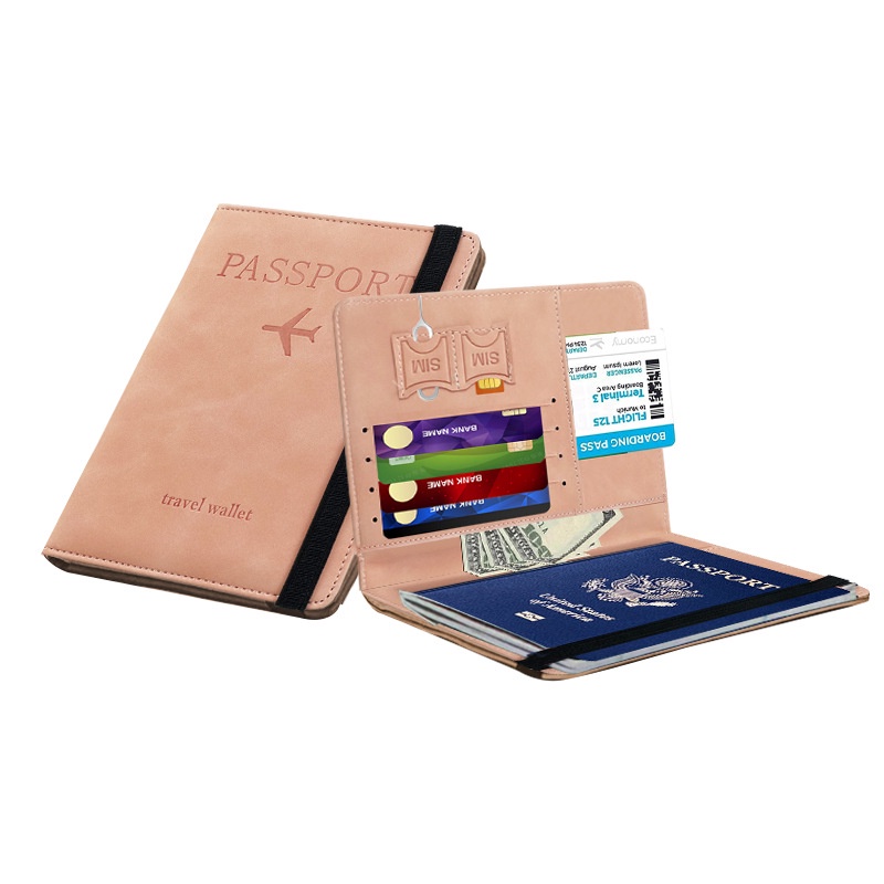 Multifunction Passport Cover Credit Card Change Wallet Waterproof Pu Leather Plane Ticket Document Pouch Card Id Organize Holder