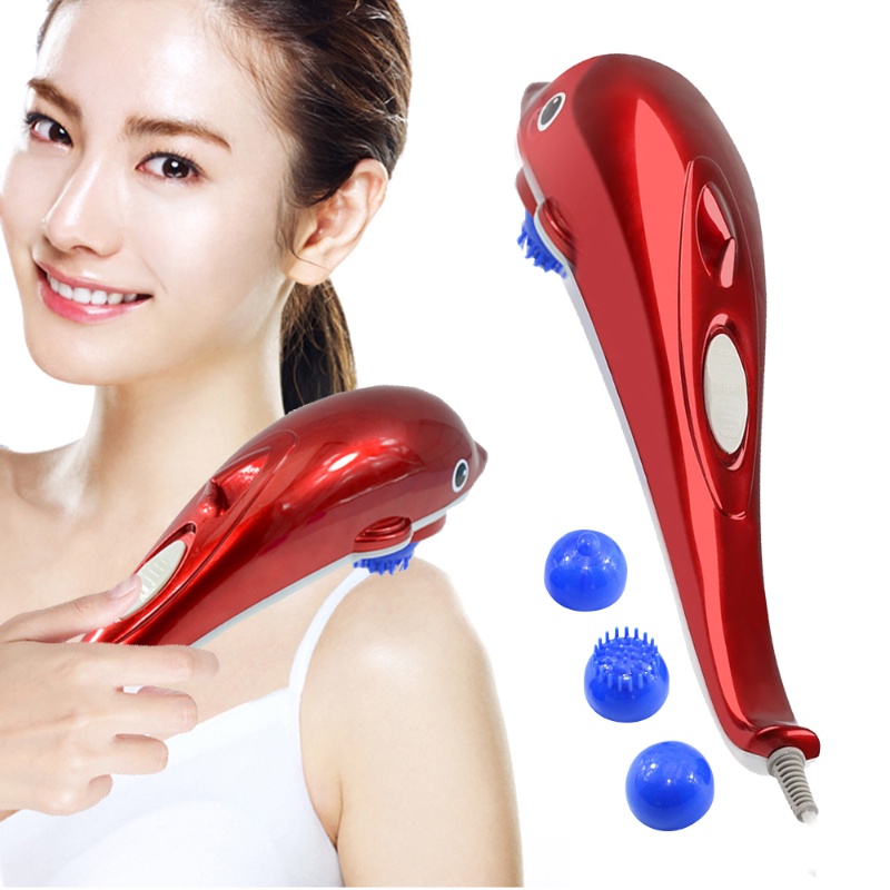 Dolphin Massage Hammer Physiotherapy Machines Electric Dolphin Massager Back Massage Hammer Vibration Infrared Stick Roller Cervical Body Massage Handheld Multifunction massager