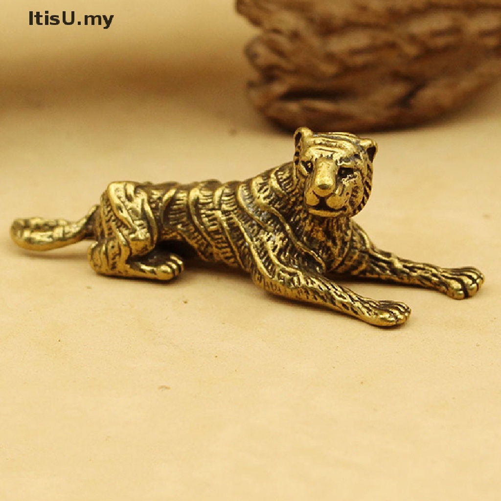 [ItisU] Tiger 3D Brass Casg Statue Mini Animal Metal Figurine Home Decor [MY]