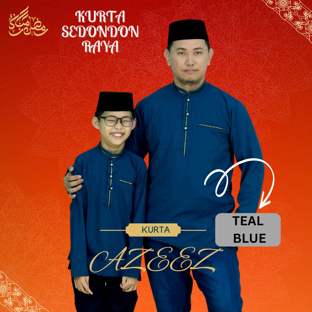 Cy 210146 Baju Raya 2023 Kurta Modern Dewasabudak Muslim Baju Melayu Teal Blue Maroon 2775