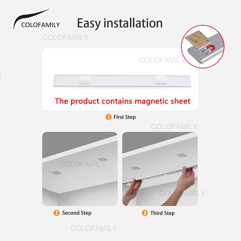 Food Bakeware 3 Color Dimmable Cat Eye Light Strip LED Desk Lamp Motion Sensor USB Rechargeable Kitchen Cabinet Wardr... - Image 3