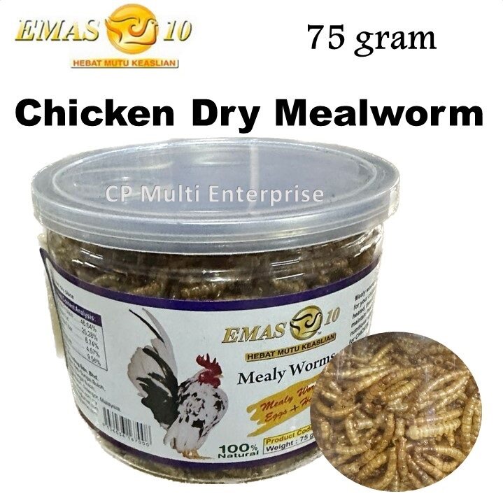 Emas10 Chicken Dry Mealworm for Sugar Glider/Hamster/Bird/Chicken